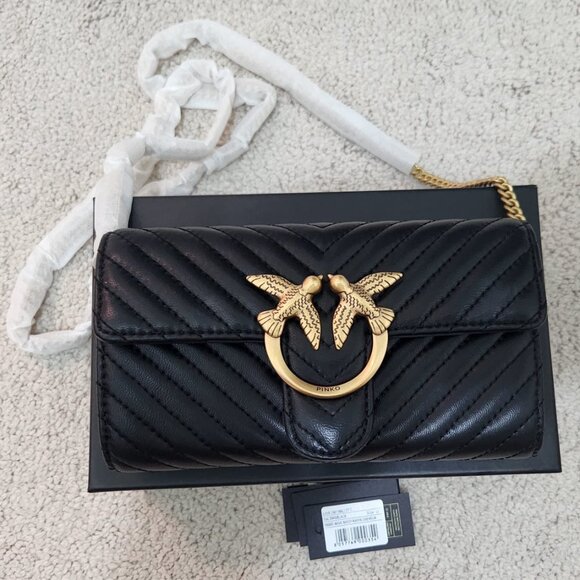 PINKO Love One Wallet C Black Purse / Wallet on a Chain - Picture 2 of 10